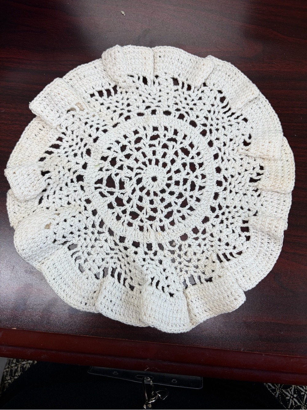 Handmade Crochet Round Doily - Cream